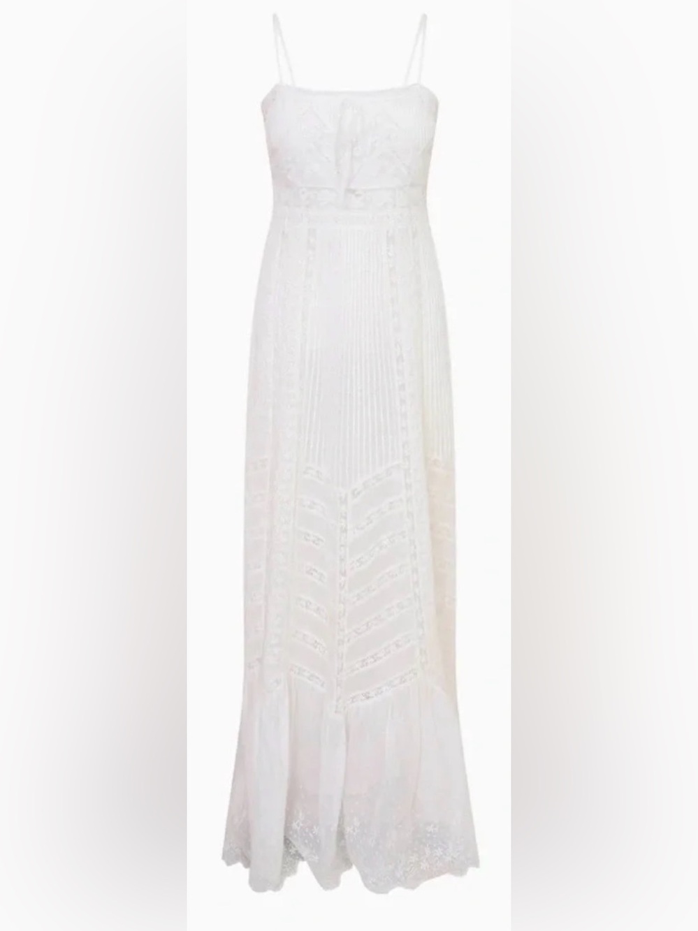Lucina Dress in Optic Cotton & Lace White - Size 6- originally priced $695.00